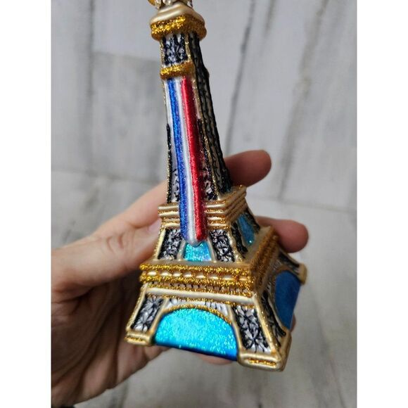 Owc Old world Eiffel Tower AS IS building statue glass ornament Xmas as is tree - Picture 8 of 11